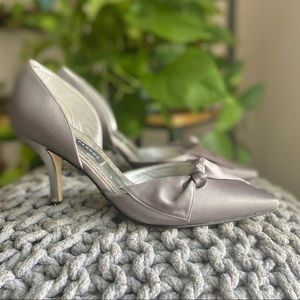 Caparros Morgana Silver Grey Satin Bow Heels